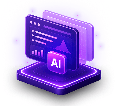 Purple application interface representing custom AI products