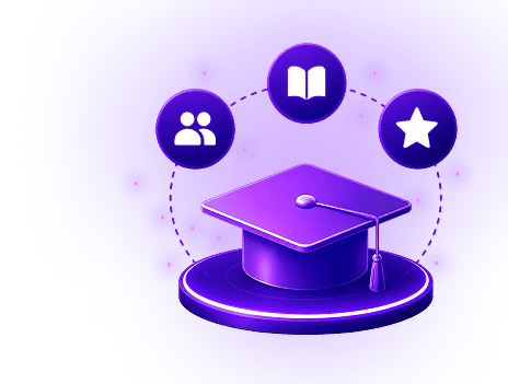 Purple graduation cap representing AI strategy and team training