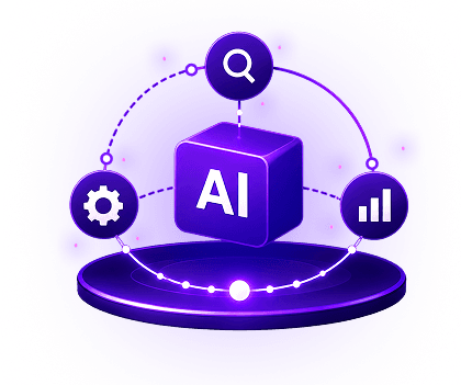 Purple connected AI platform representing managed AI services