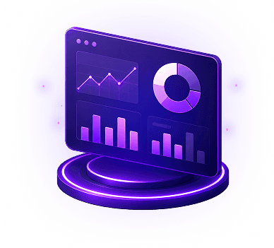 Purple analytics dashboard representing business data intelligence