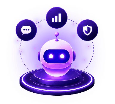 Purple AI assistant robot representing intelligent AI agents